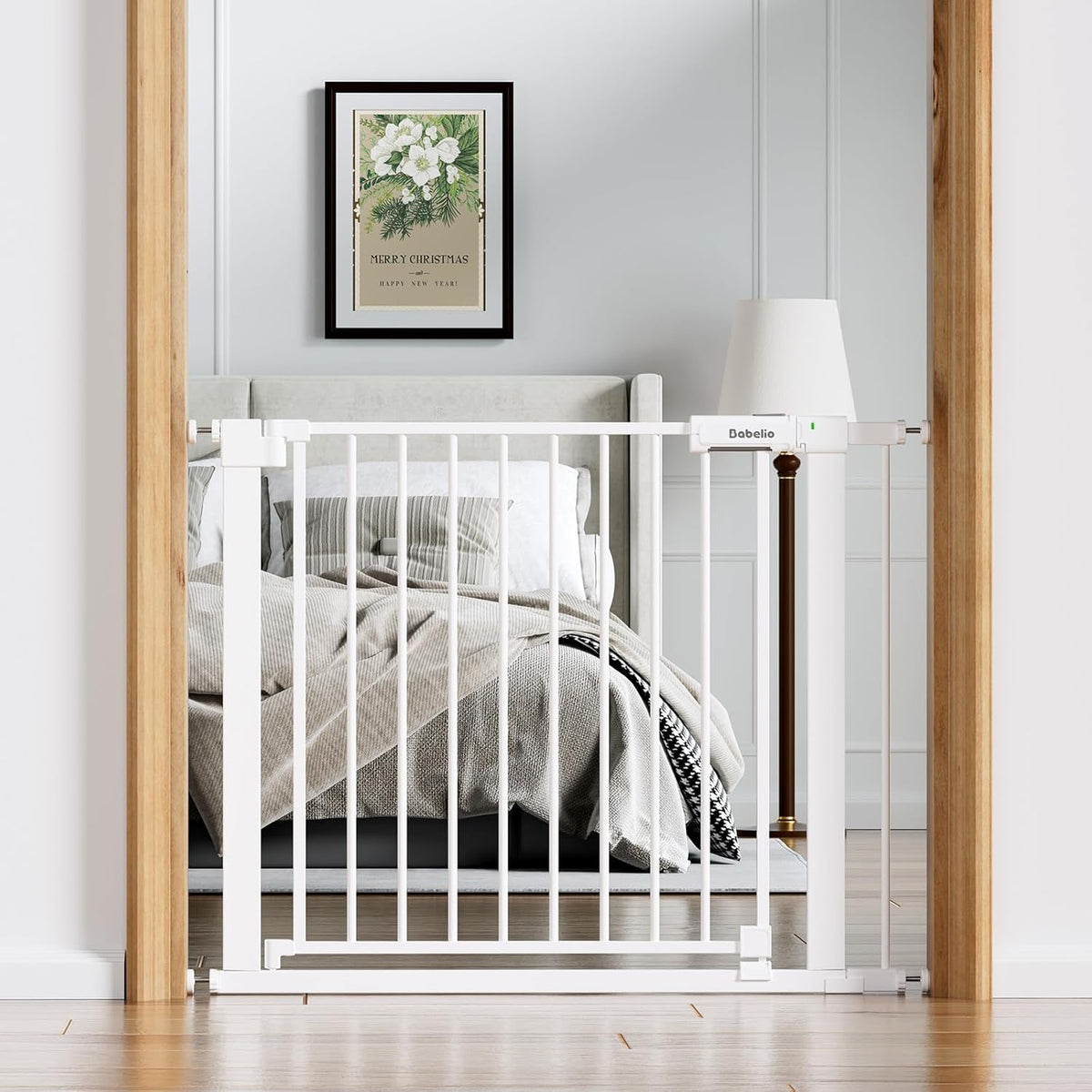 BABELIO Baby Gate for Doorways and Stairs, 36-41" Pet Gate with Wide Walk Thru Door and Lock