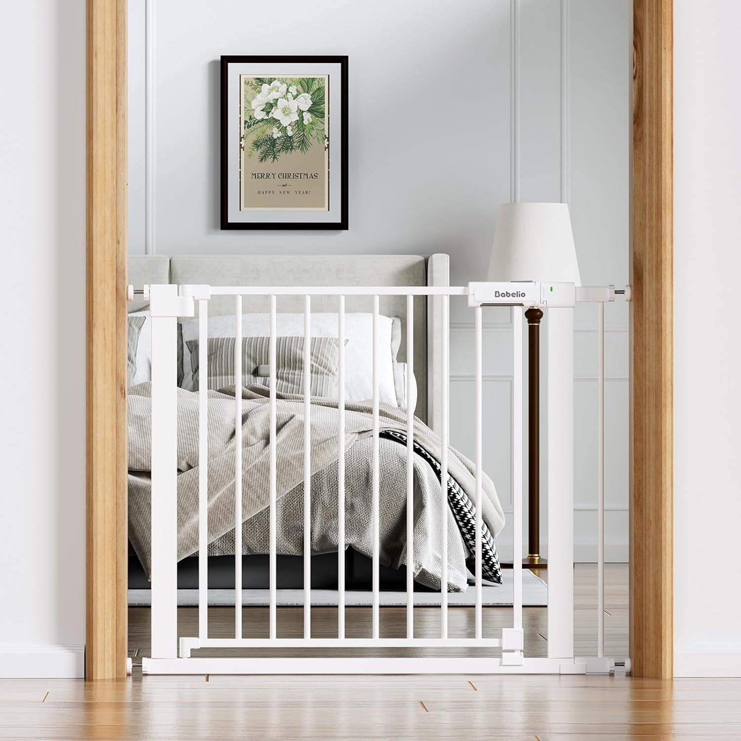 BABELIO Baby Gate for Doorways and Stairs, 36-41" Pet Gate with Wide Walk Thru Door and Lock