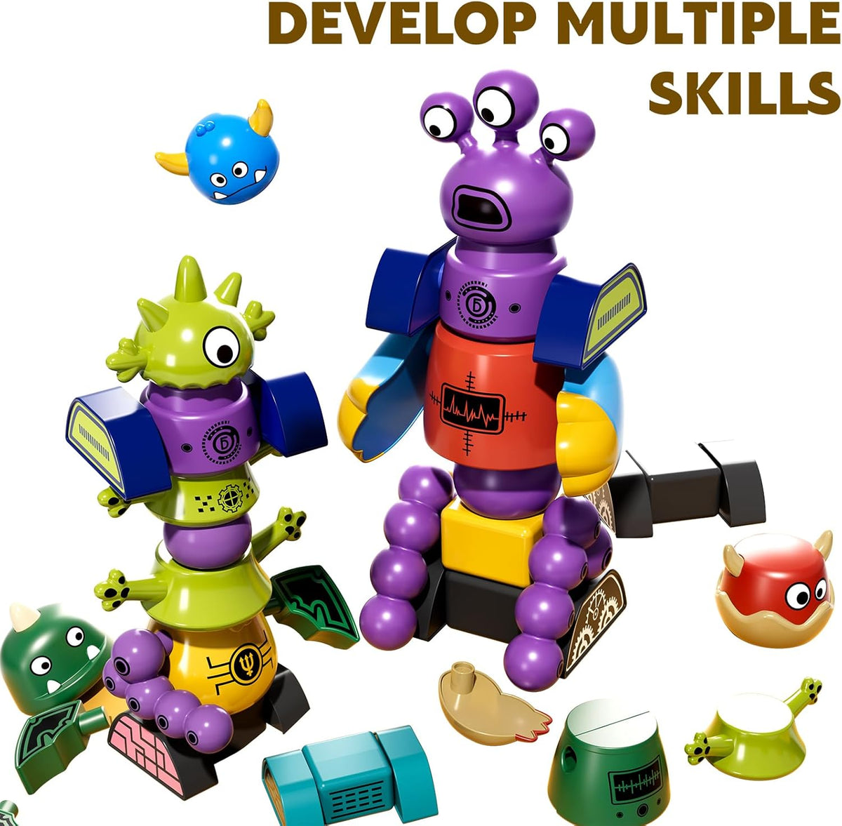 TEMI Magnet Robot Toy for Kids 3-5 Years Old - Monster Magnet Toys Stacking Transform Toys with