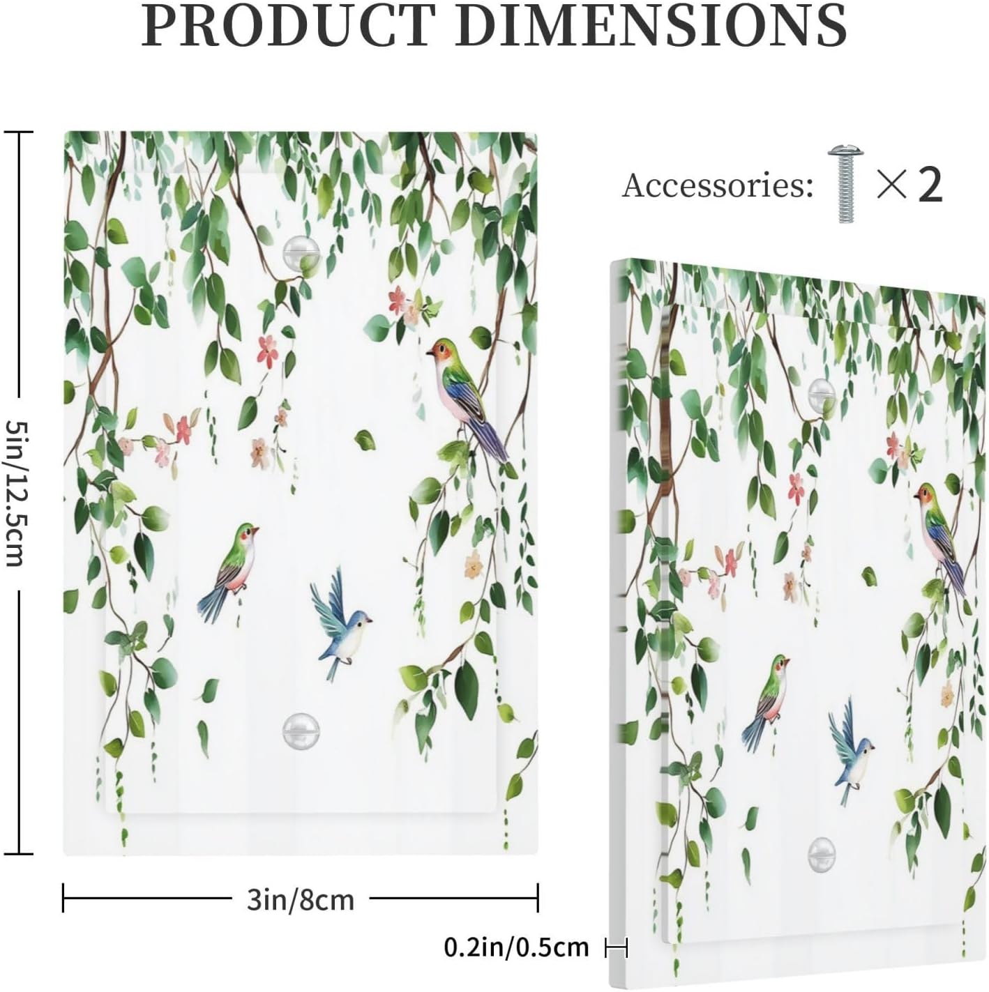 Light Switch Cover Plate Green Leaves Bird Eucalyptus Sage Plant 1 Gang No Device Blank Electrical