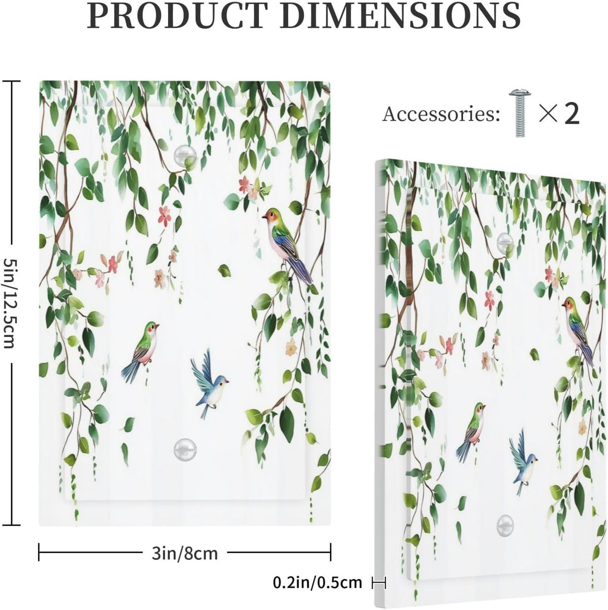 Light Switch Cover Plate Green Leaves Bird Eucalyptus Sage Plant 1 Gang No Device Blank Electrical