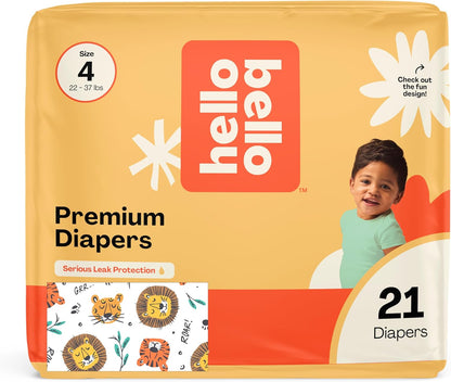 Hello Bello Diapers, Size 4 (22-37 lbs) Wild Cats, 21 Count of Premium Disposable Baby Diapers