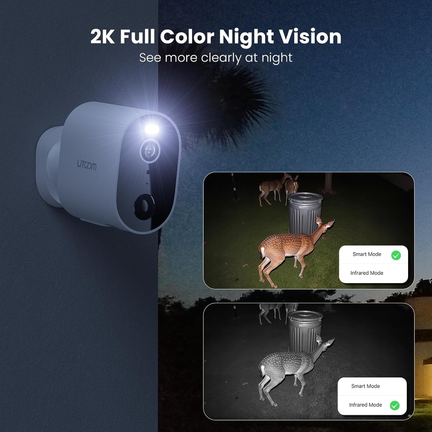 litokam Security Cameras Wireless Outdoor, 2K Battery Powered Outdoor Camera Wireless with Full