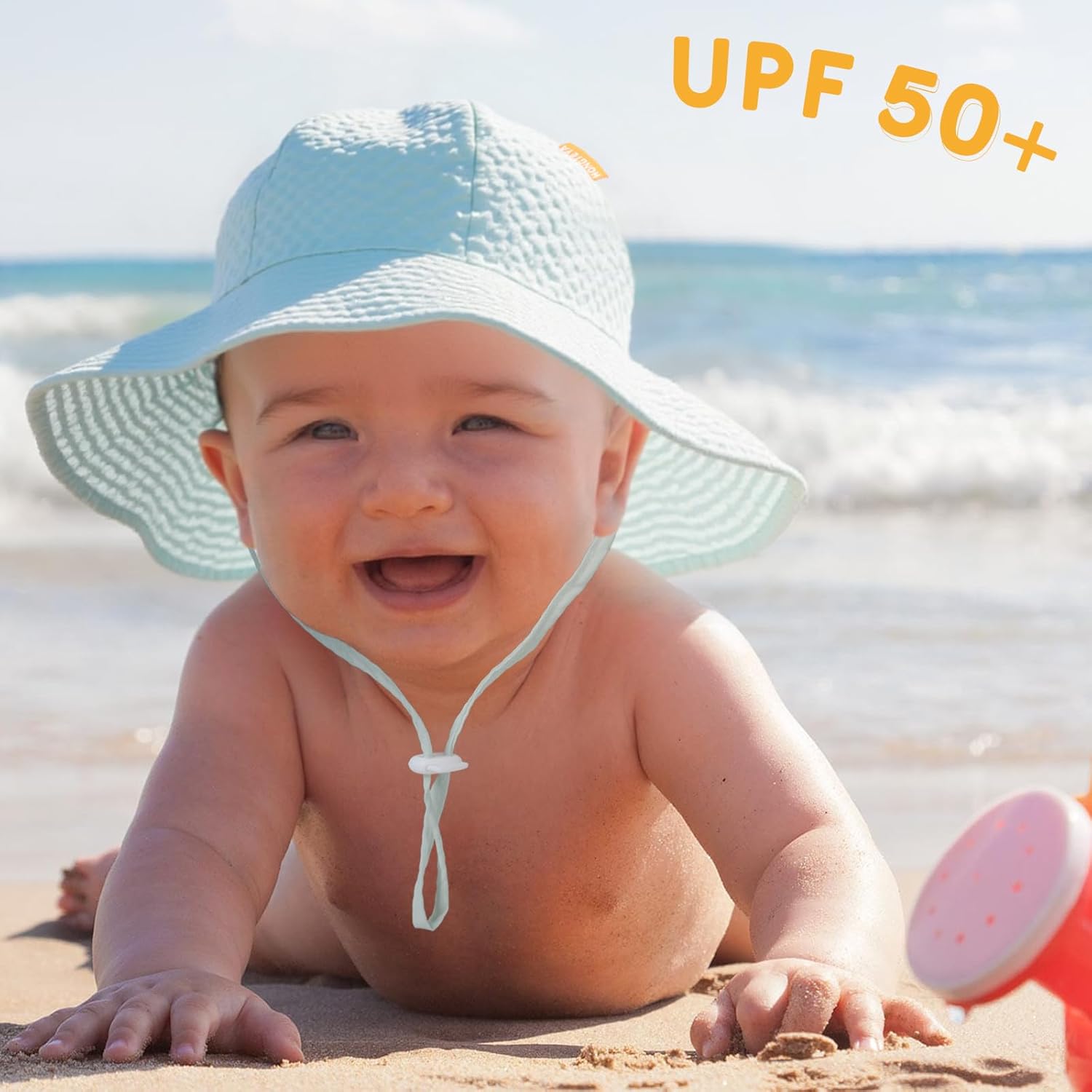HONGTEYA Baby Sun Hat Toddler Girl Beach Hat Adjustable Outdoor Summer Hat UPF 50+ Sun Protection