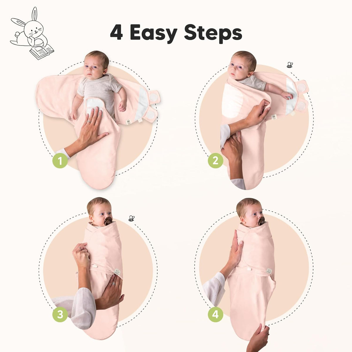 3-Pack Organic Baby Swaddle Sleep Sacks - Swaddles for Newborns, Infant 3-6 Months, Baby Girls