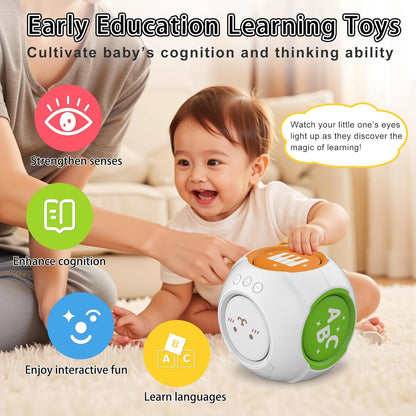 Bilingual Educational Baby Toy - Musical Learning Cube Baby Sensory Cube 6-in-1 with Lights Music