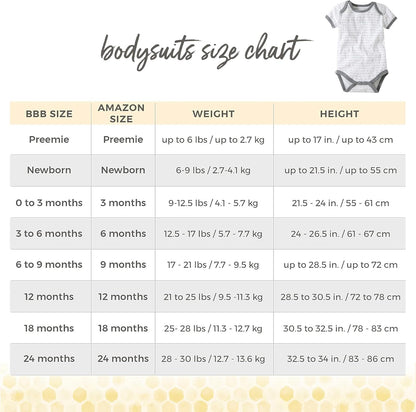 Burt's Bees Baby Unisex Organic Cotton Short and Long Sleeve Bodysuits, 5-Pack