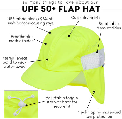 SwimZip Sun Hat with Neck Flap | UPF 50+ Protection for Baby, Toddler, and Kids