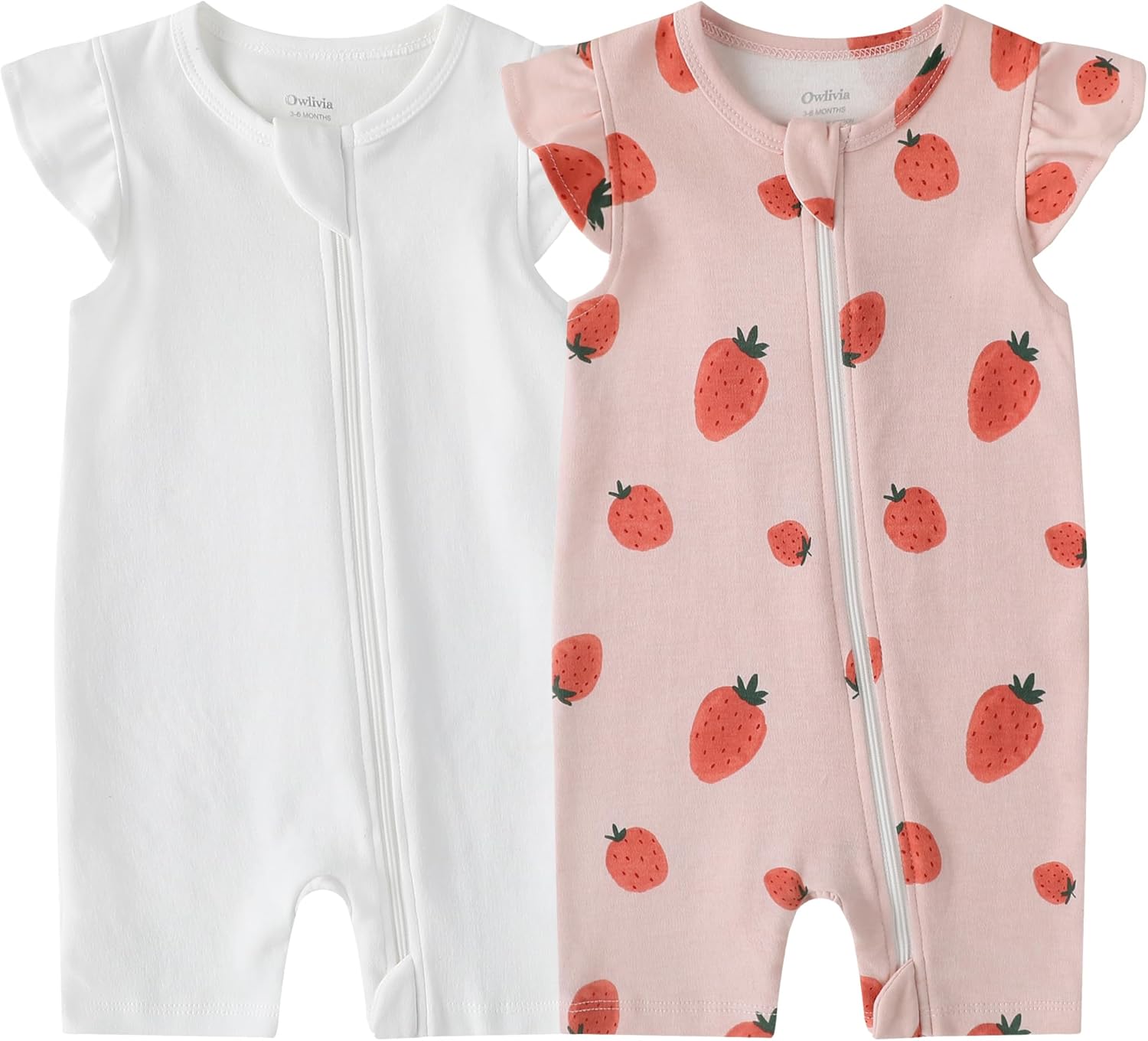 Owlivia Baby Short Sleeve Summer Romper Set, 2 Pack Tank Jumpsuit for Girls and Boys, Cartoon One