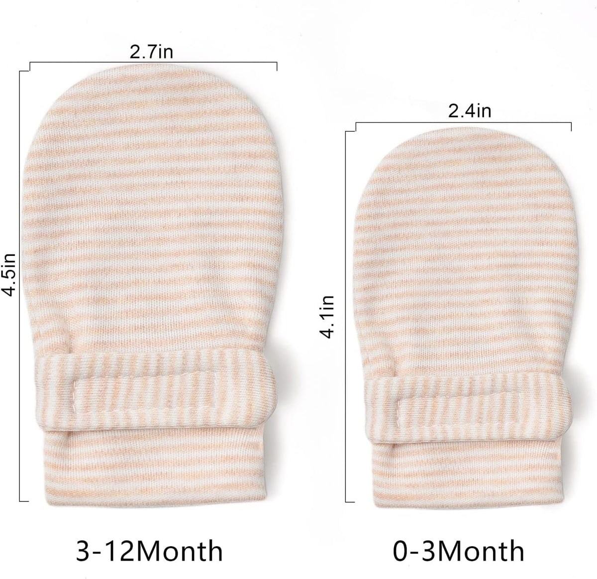 Newborn Baby No Scratch Mittens Stay On, 100% Cotton Breathable, Adjustable Infant Gloves for Baby