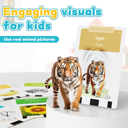 Toddlers Bilingual Spanish & English Talking Flash Cards with 288 Sight Words, Speech Therapy Toys