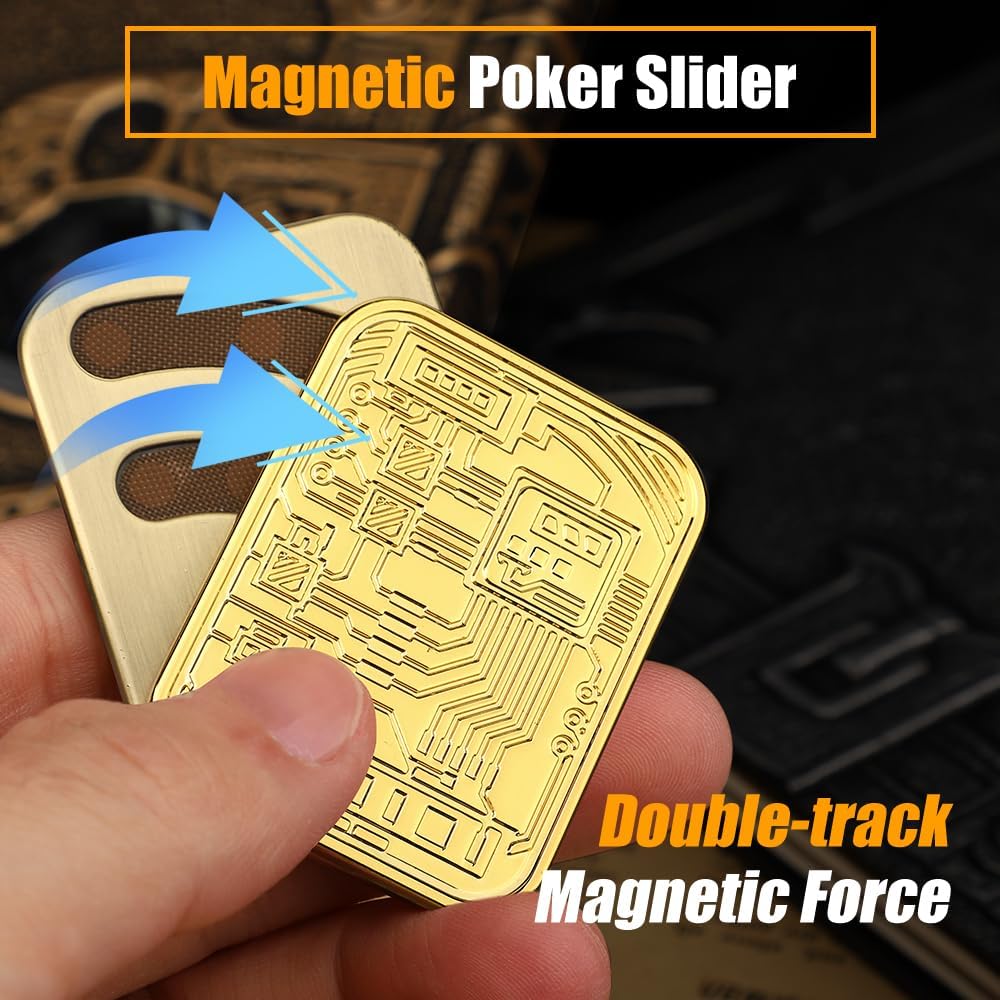 Cool Chip Fidget Slider for Kids, Fidget Toys Adults Metal Magnetic Fidgets Desk Toys, EDC Gadgets
