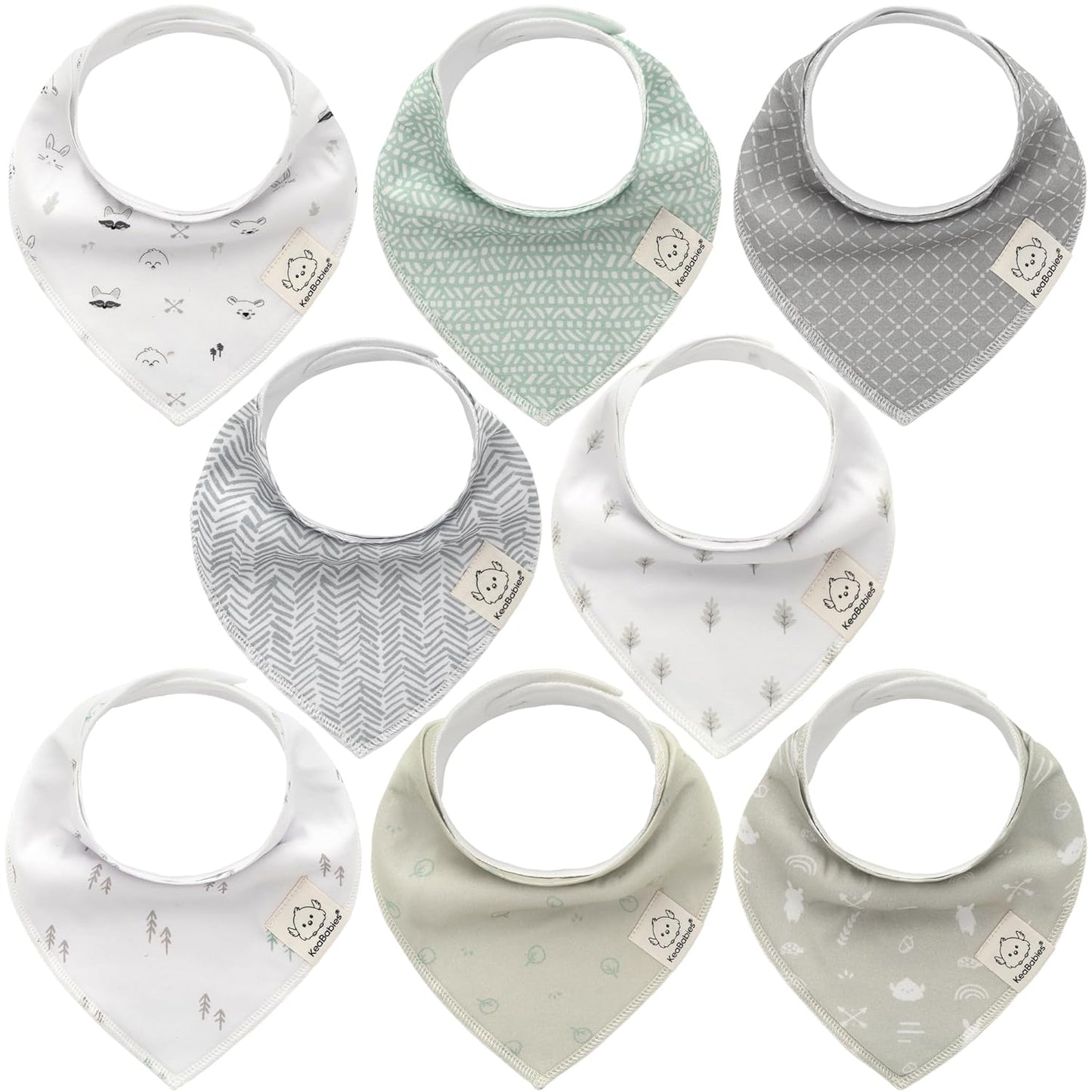 8-Pack Organic Baby Bandana Bibs for Boys, Girls - Super Absorbent Triangle Baby Bibs for Drooling