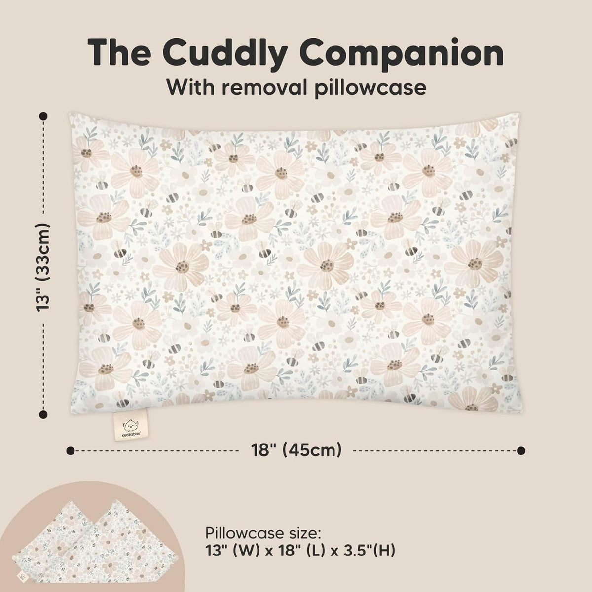 Toddler Pillow with Pillowcase - 13x18 My Little Cuddly Pillow, Viscose Derived From Bamboo Nursery