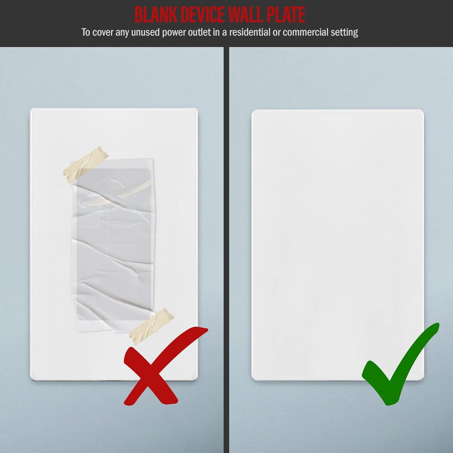 ENERLITES Screwless Blank Wall Plate, Child Safe Blank Device Outlet Cover, Standard Size, 1-Gang