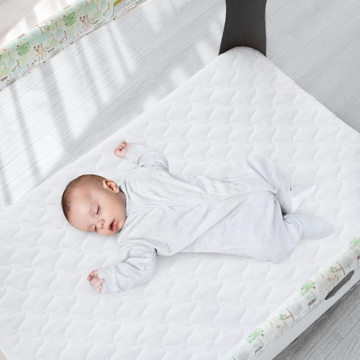 Mini Crib Mattress Protector Cover 38" x 24", 2 Pack Waterproof Mini Crib Mattress Pad Sheets for