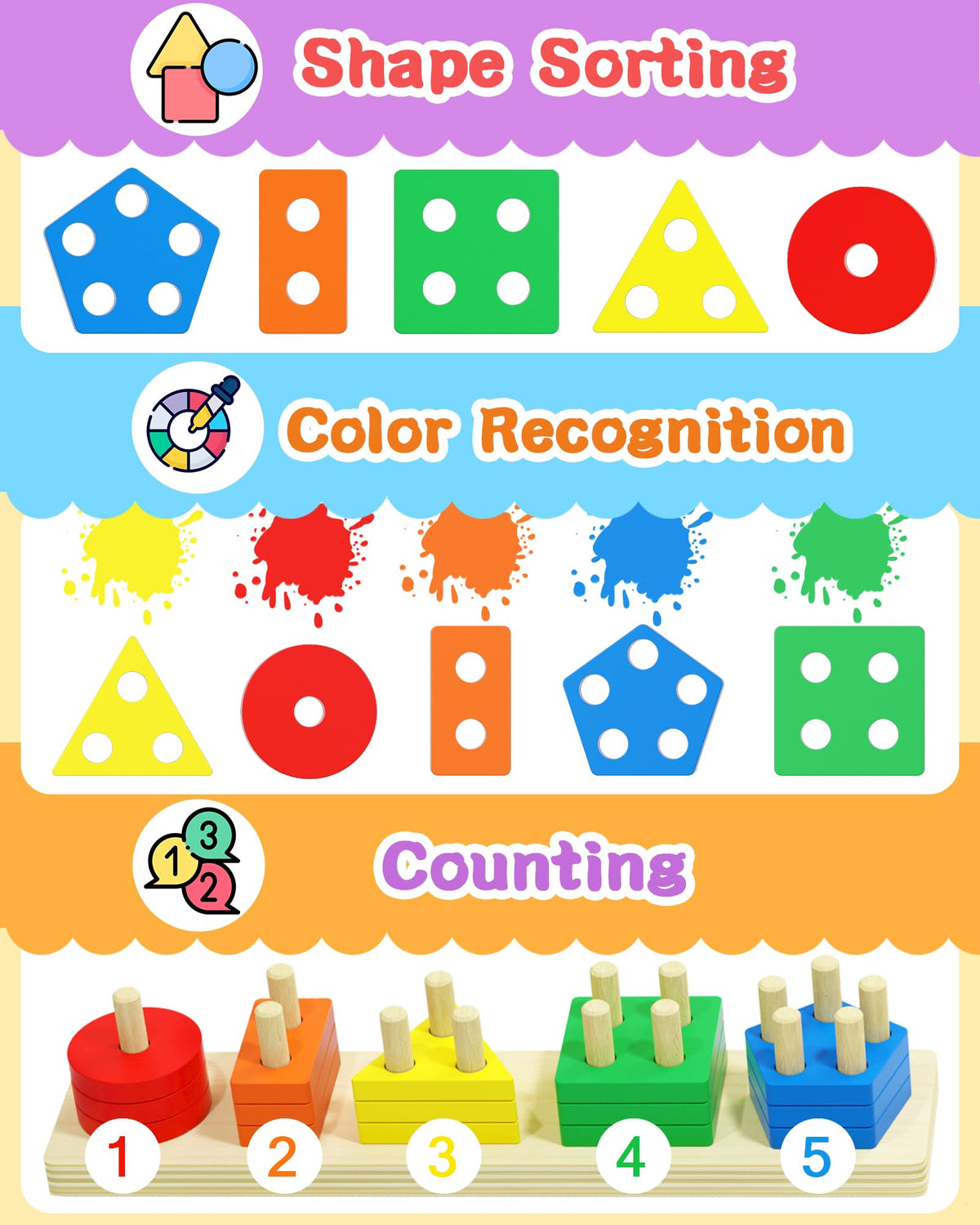 Montessori Toys for 1 2 3 Year Old Boy Girl, Toddler Learning Toys Gifts