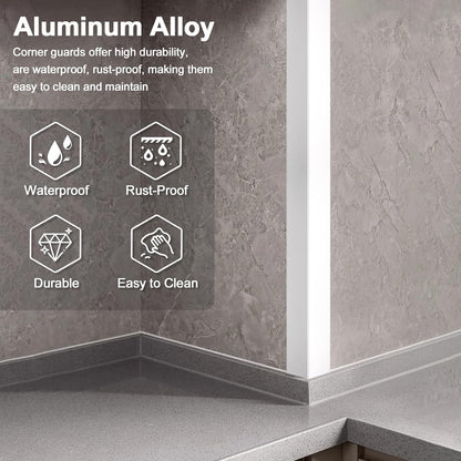 4PCS 45" White Metal Corner Protectors, Aluminum Self Adhesive Corner Guards, Metal Wall Edge