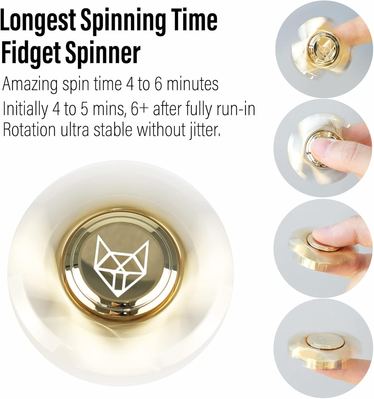 FREELOVE Metal Fidget Spinner, Stainless Steel Heavy, Long Spinning Toys, Cool Silent, Small Mini