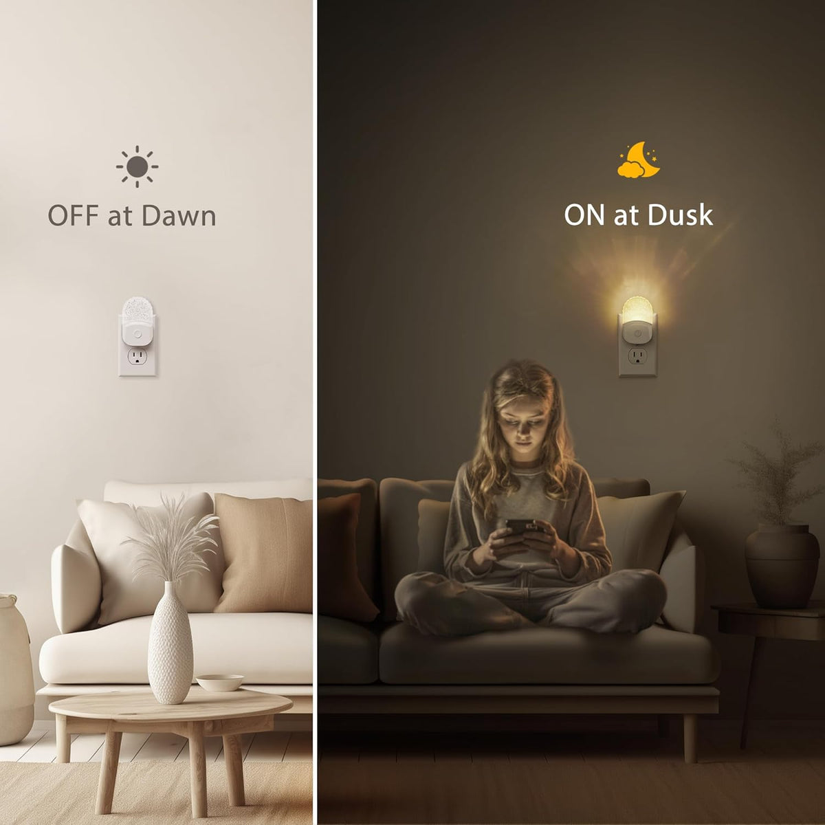 Bubble Night Light Plug in, LED Acrylic Night Light, 2 Pack, Decorative Dimmable Nightlight Dusk to