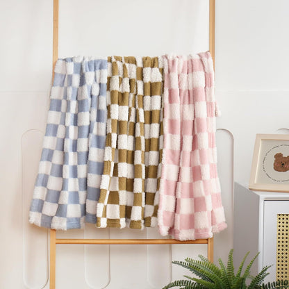 HOMRITAR Checkered Baby Blanket for Boys Girls Warm Cozy Reversible Checkerboard Toddler Blankets