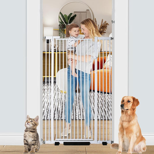 55.1 Inch Tall Baby Gate Auto Close Dog Gate Adjustable 29.92"- 43" Wide Pressure Mounted Walk