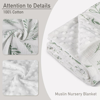 GLLQUEN BABY Blankets for Unisex Boys Girls, 2-Pack Muslin Cotton Front Soft and Breathable, and