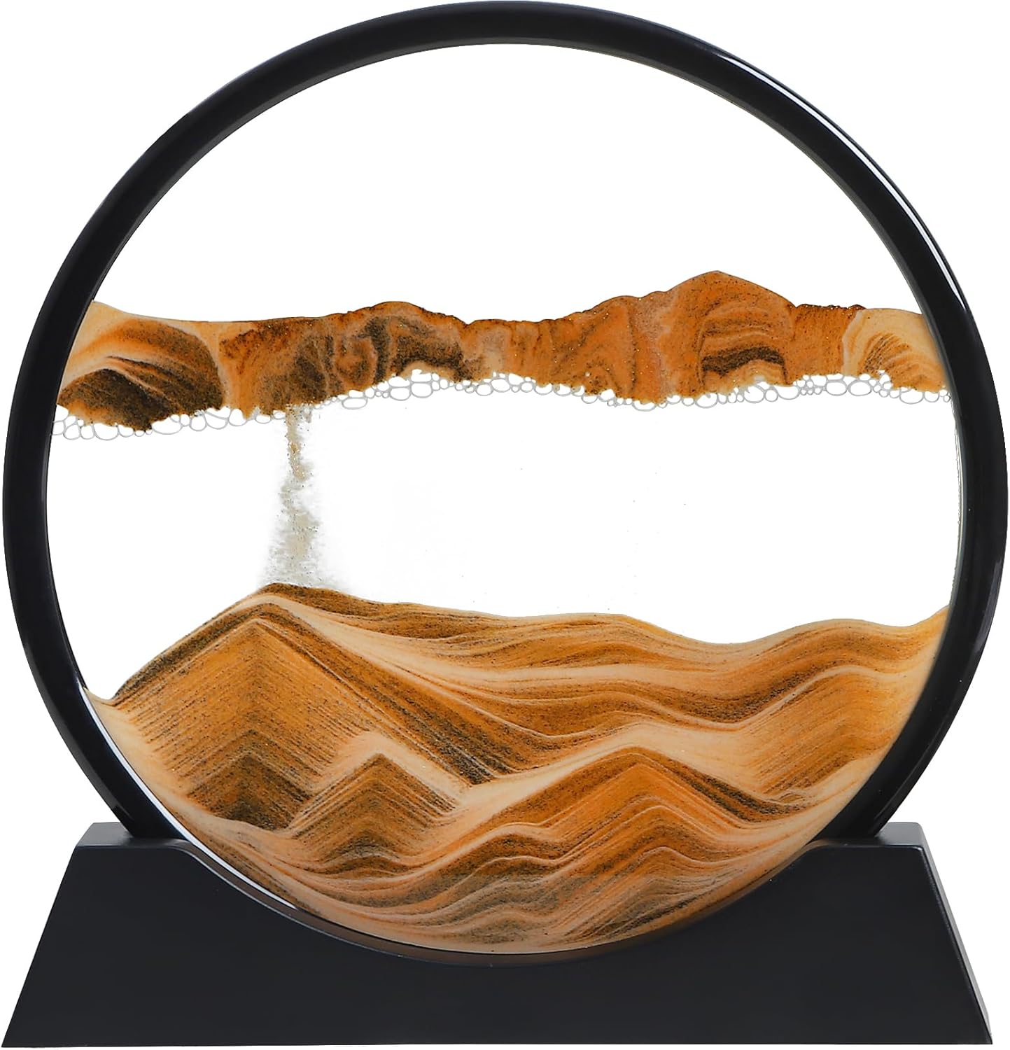 KPNUWN Moving Sand Art Liquid Motion, 3D Deep Sea Sandscape Color Quicksand Decor, Round Glass