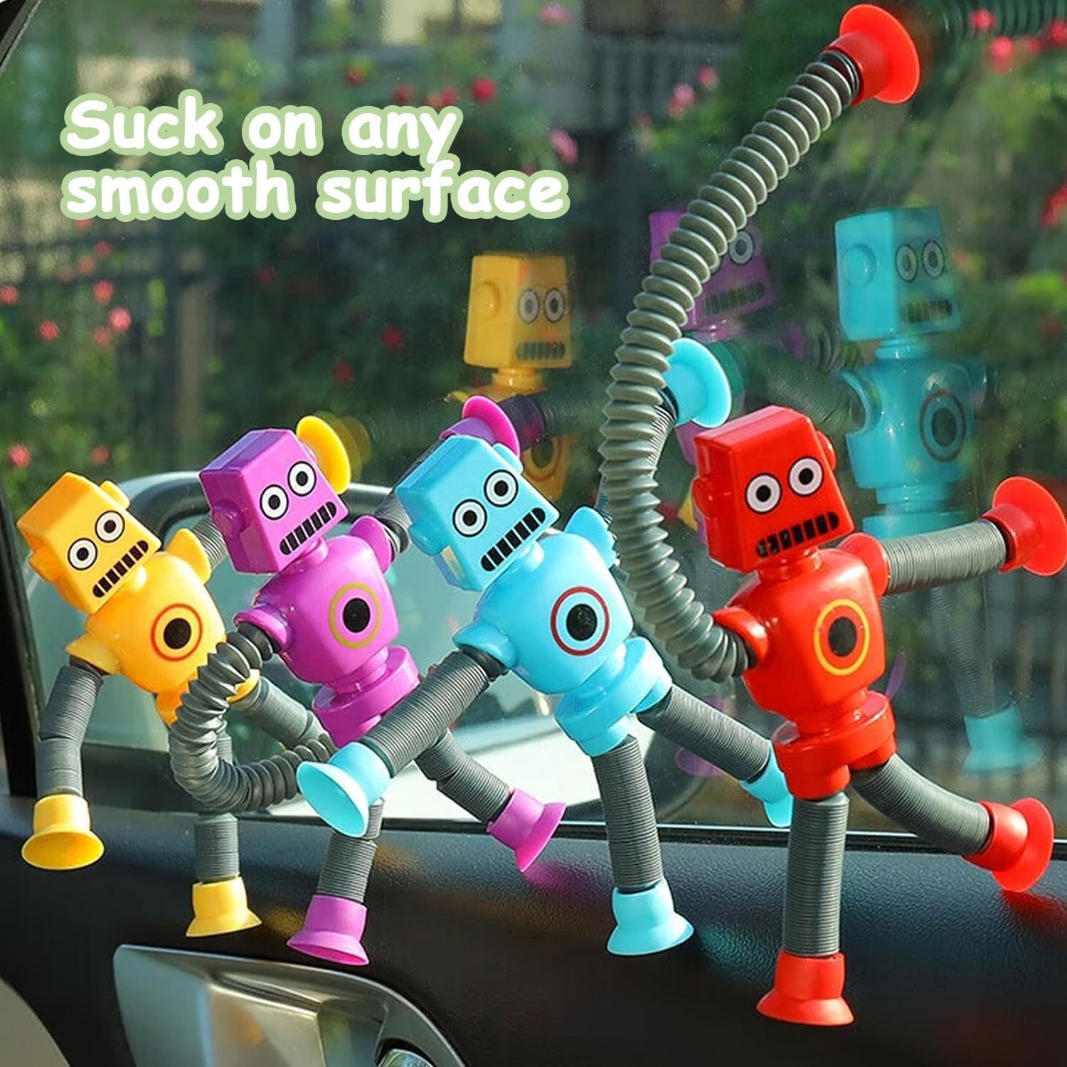 Pop Tubes Robot Fidget Toys 12 Packs Telescopic Suction Cup Stretchy Robots Toys Autism Sensory
