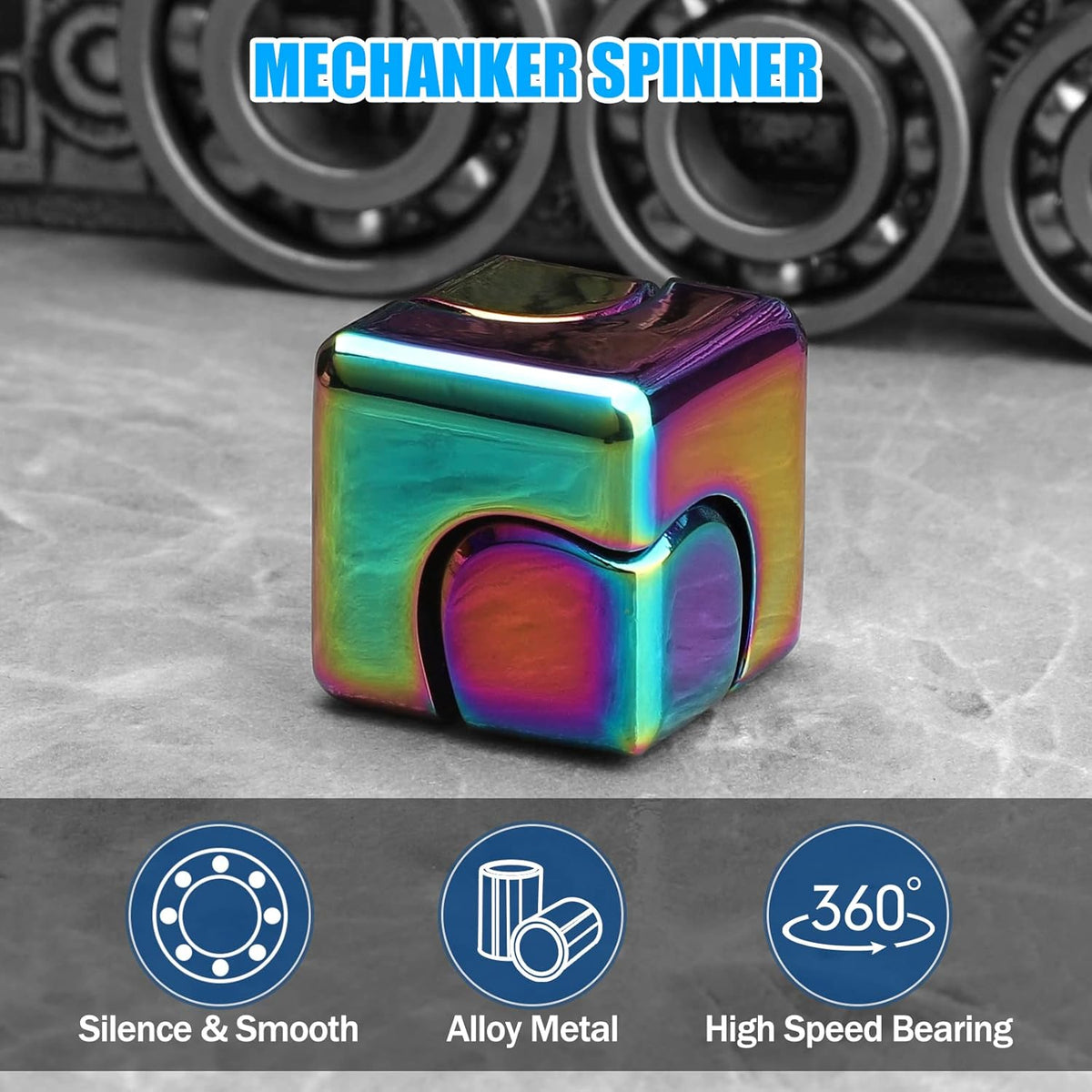 Infinity Gear Fidget Cube Spinner for Kid Adult, Transformable Spinning Top Metallic Fidget Toys