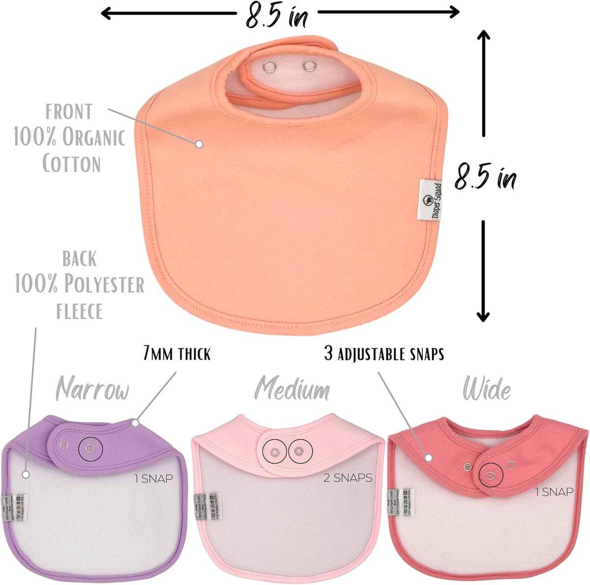 DiaperSquad's Baby Bibs for Drooling and Teething, Bibs for Boys, Baby Girl - Solid Cotton Baby
