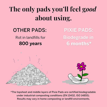 Pixie Organic Cotton Large Pads for Women - Maximum Protection When You Need It - Extra Heavy