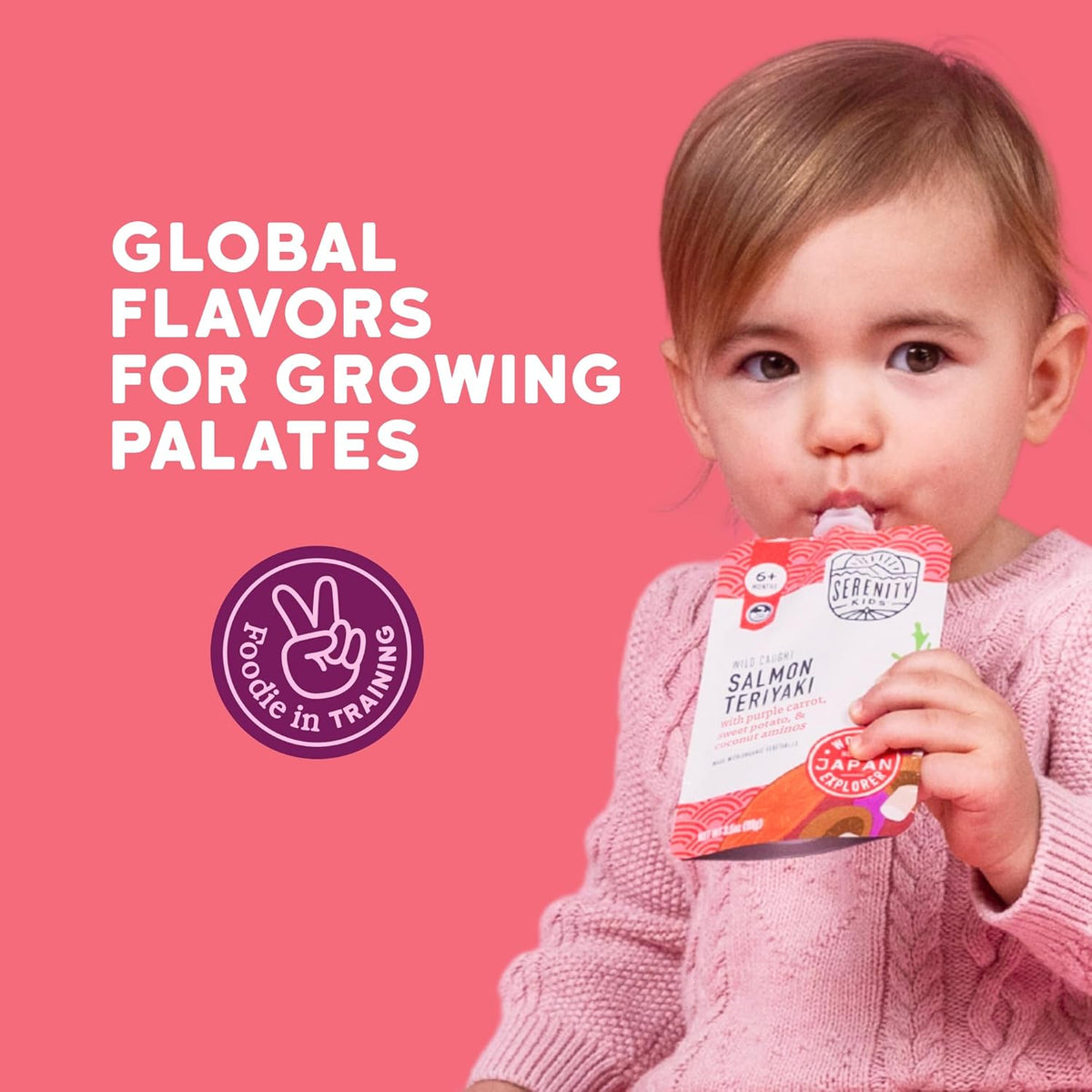 Serenity Kids 6+ Months Salmon Teriyaki Baby Food Puree Pouch - Organic Veggies & Ethically Sourced