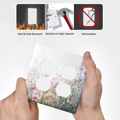 Outlet Covers Wildflower Botanical Watercolor Floral 2 Gang Double Duplex Decorative Light Switch
