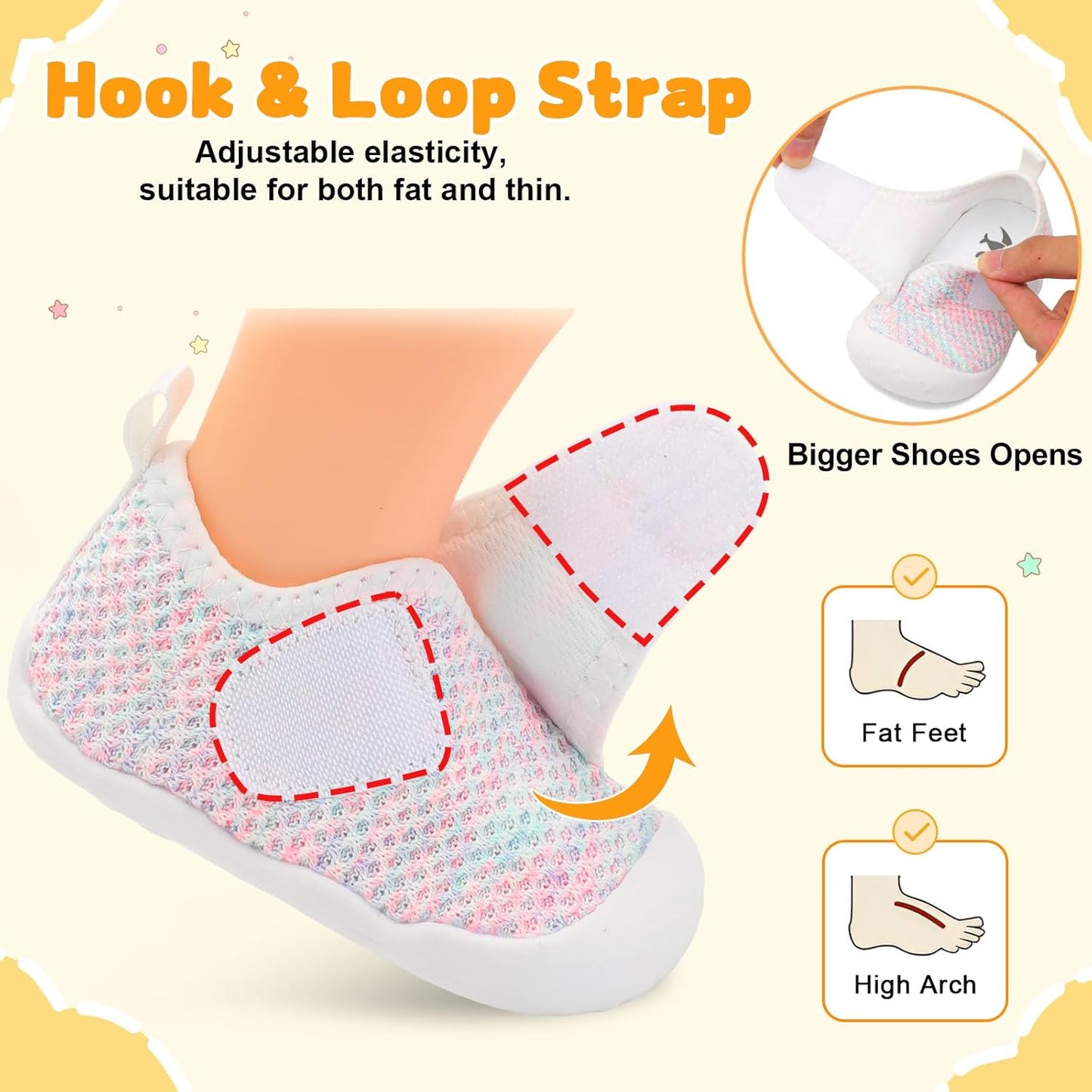 FEETCITY Baby First Walking Shoes Wide Baby Shoes Infant Sneakers Newborn Crib Shoe Barefoot