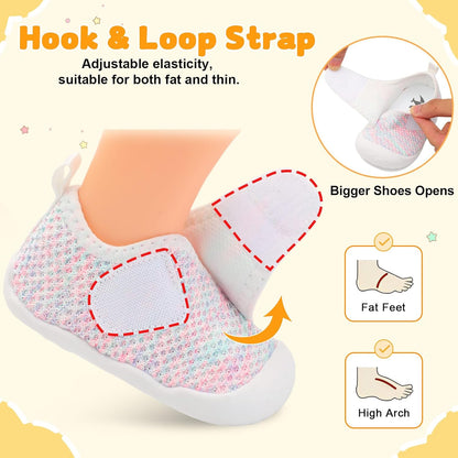 FEETCITY Baby First Walking Shoes Wide Baby Shoes Infant Sneakers Newborn Crib Shoe Barefoot