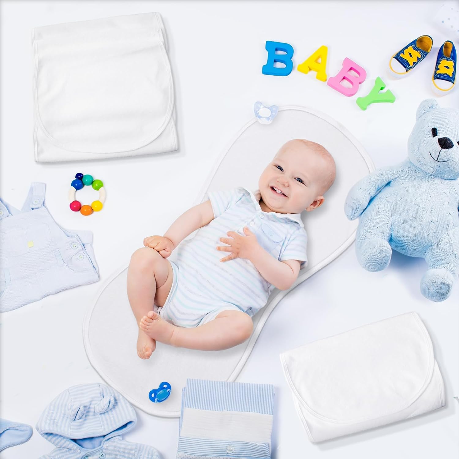 Timgle 6 Pcs 13 x 29 Inch Peanut Shape Changing Pad Liner Peanut Changing Pad Liner Portable Soft