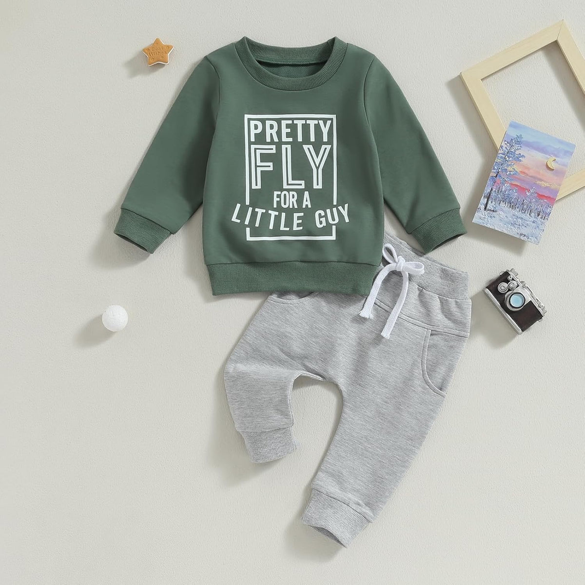 Baby Boy Clothes Fall 6 12 18 24 Months Football Long Sleeve Pullover Tops & Pant Sets Toddler
