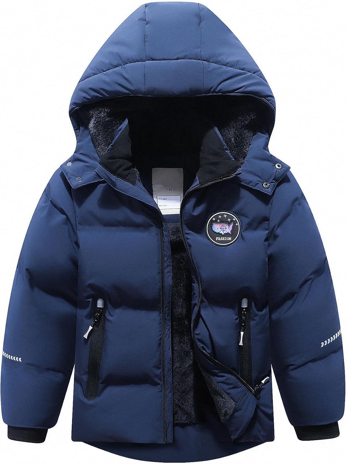 Kids Boy's Winter Coat Fleece Lined Waterproof Jacket Puffy Cotton Coat Thick Hooded Down Outdoor