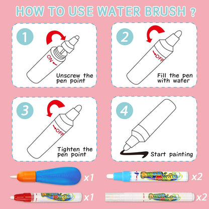 Water Doodle Mat- Kids Painting Writing Doodle Board Toy - Color Drawing Mat Bring Magic Pens
