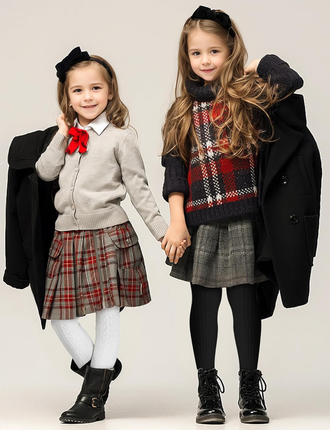 Baby Girls Tights Cable Knit Toddler Leggings Winter Solid Cotton Tights School Stockings 2 Pack