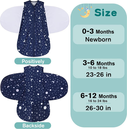 Newborn Sleep Sack Baby Swaddle,Swaddle me 6-12 Month,3-Way Adjustable Wearable Blanket,100% Rayon