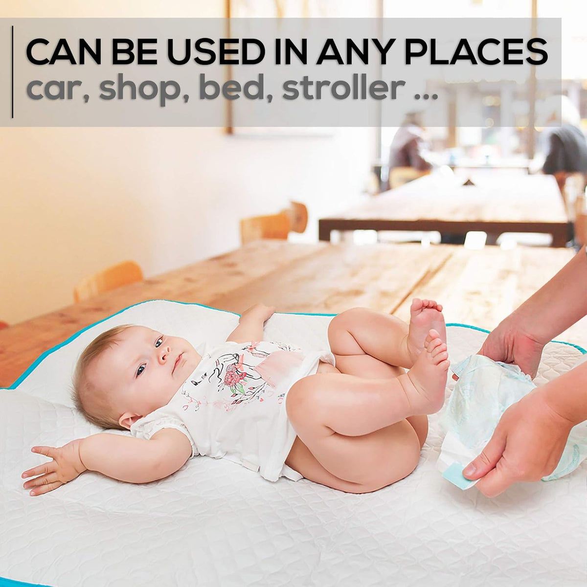 Baby Diaper Changing Mat - 31,5 x 25,5 inch Waterproof Portable Travel Changing Pad - Wipable