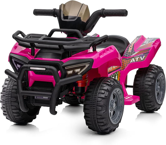 Kids ATV 4 Wheeler, 6V Ride-On Toy for Toddlers Boys & Girls with Music, Forward & Reverse - Rose