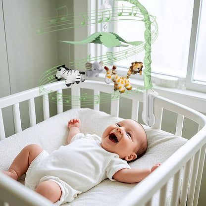 Feisike Jungle Safari Baby Crib Mobile with 35 Soothing Lullabies & 3 Modes - Adjustable Nursery