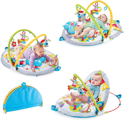Yookidoo Baby Gym Lay to Sit-Up Playmat. 3-in-1 Newborns Activity Center with Tummy Time Toys