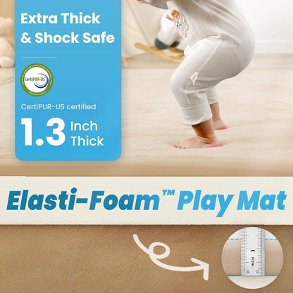 1.3" Thick baby play mat for floor,79 x 118 Large Foam Tummy Time Mat,Padded Support Soft Plush