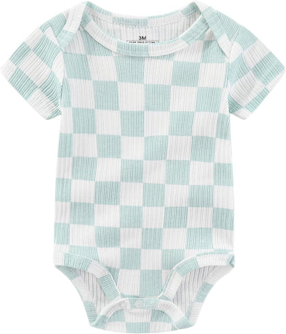 Baby Bodysuit and Pant Set Summer Ribbed Mix Match Infant Boy Girl Clothes Outfits