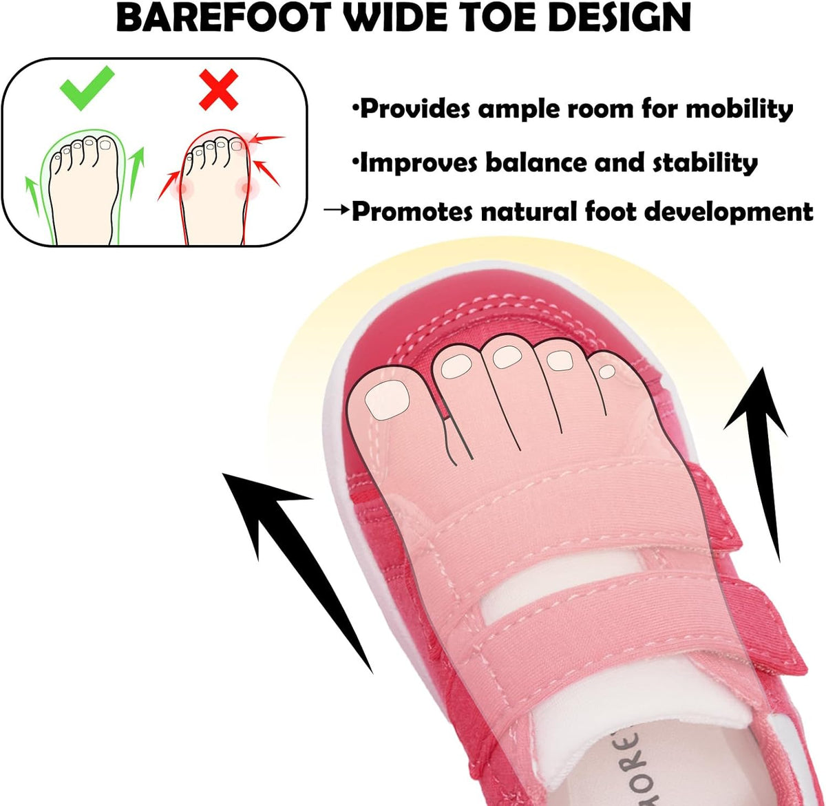 MORENDL Wide Toe Box Shoes Toddler Barefoot Shoes Baby Walking Shoe Boy Girl Non-Slip Zero Drop