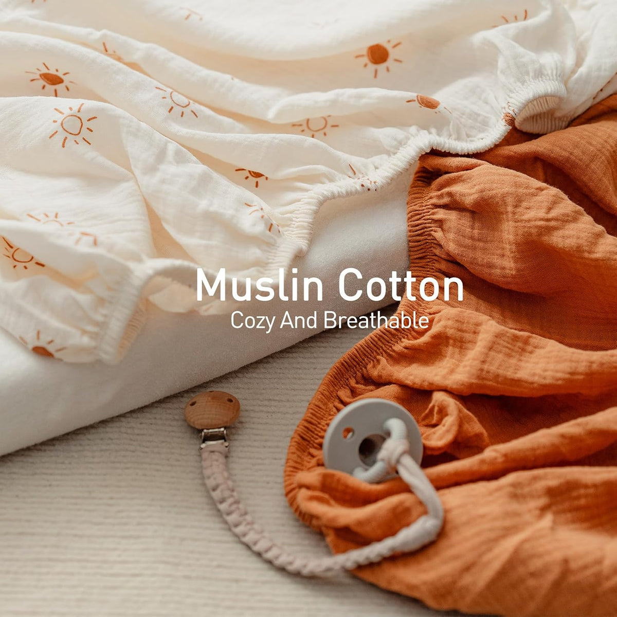 Gllquen Baby Muslin Bassinet Sheets 3 Pack, Breathable Elastic Cozy Fitted Cotton Bassinet Mattress